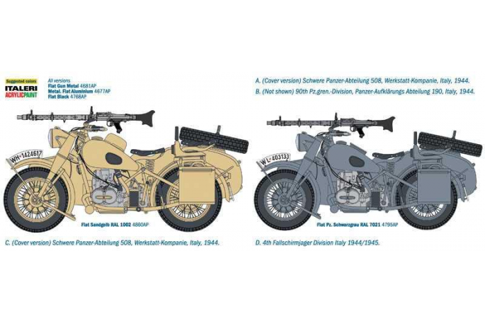 Model Kit military 7403 - German Military Motorcycle with Sidecar (1:9)
