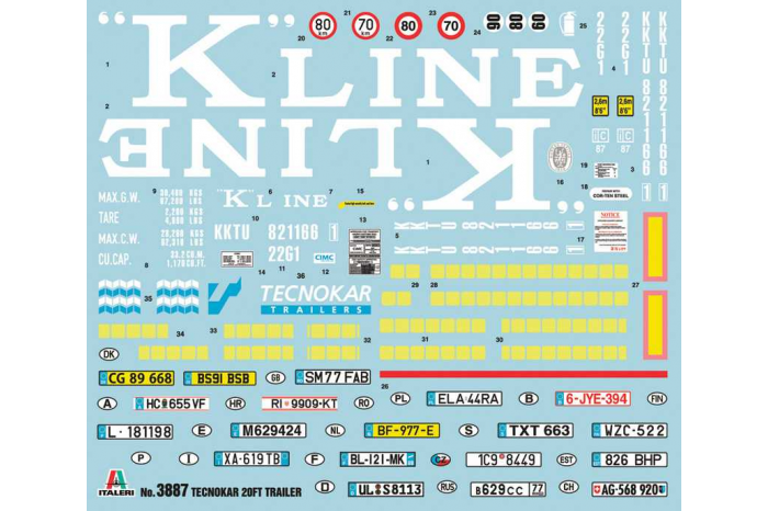 Model Kit návěs 3887 - TECNOKAR 20' CONTAINER TRAILER (1:24)