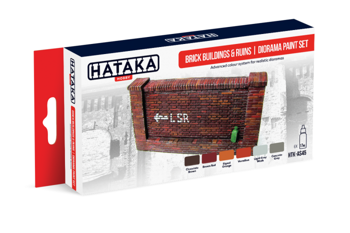 Cihlové stavby a ruiny (Brick buildings & ruins diorama paint set) - AS45