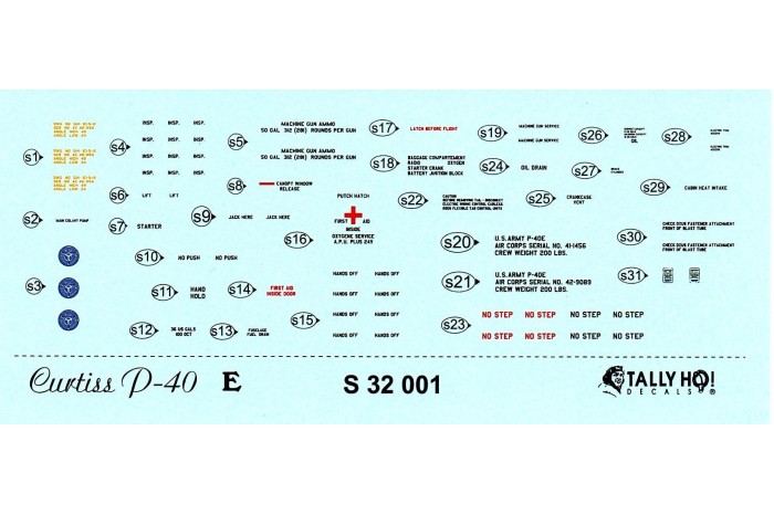 Stencils - P-40 E, M, N (1:32) - S32001