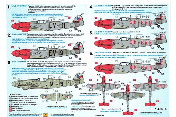Obtisky - Avia S-99 / Me-109G - 10 (1:48) - 48030