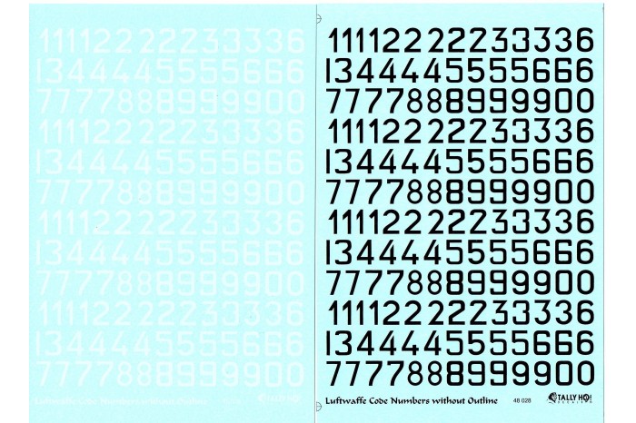 Obtisky - Luftwaffe Code numbers (1:48) - 48028