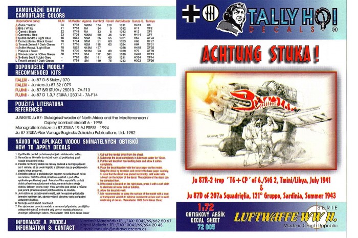 Obtisky - Ju-87 Achtung Stuka! - 72005
