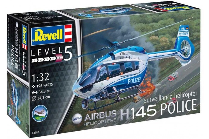 Plastic ModelKit vrtulník 04980 - H145 "Police" (1:32)