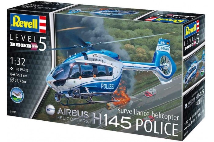 Plastic ModelKit vrtulník 04980 - H145 "Police" (1:32)