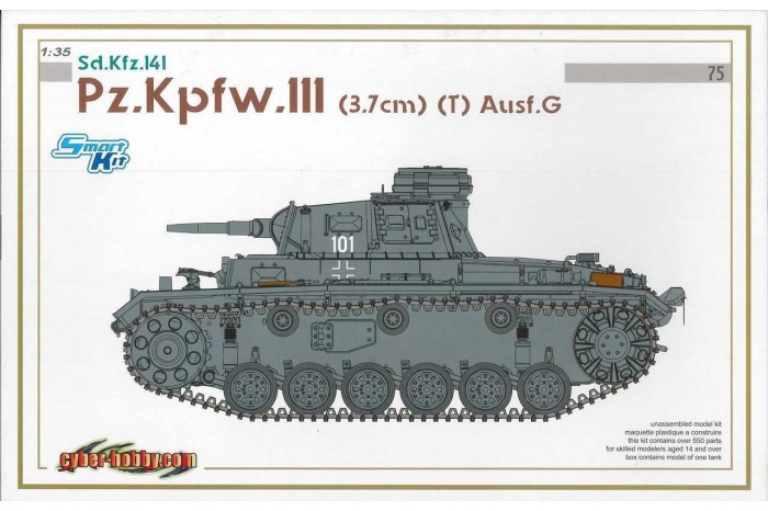 Model Kit tank 6765 - Pz.Kpfw.III (3.7cm) (T) Ausf.G (SMART KIT) (1:35)