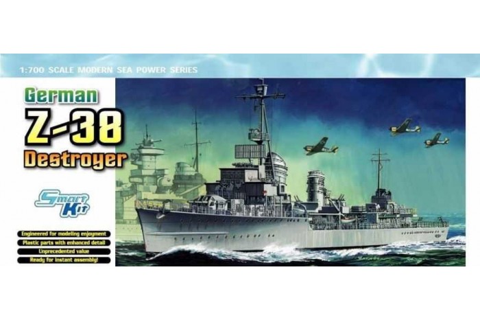 Model Kit loď 7134 - GERMAN Z-38 DESTROYER (SMART KIT) (1:700)