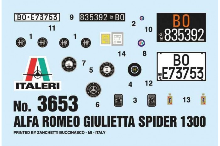Model Kit auto 3653 - ALFA ROMEO GIULIETTA SPIDER 1300 (1:24)