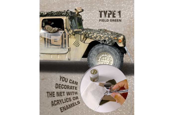 Polní zelená kamuflážní síť, typ 1 (CAMOUFLAGE NET FIELD GREEN TYPE 1) - AK8066