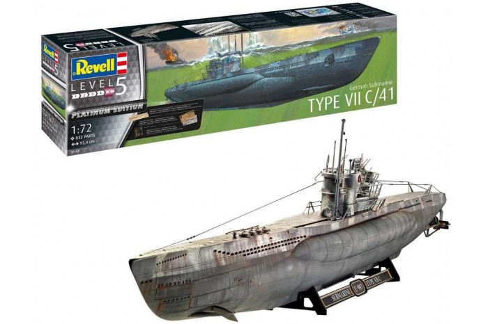 Plastic ModelKit ponorka Limited Edition 05163 - German Submarine Type VII C/41 (Platinum Edition) (1:72)