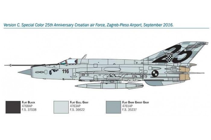 Model Kit letadlo 1427 - MiG-21 Bis ''Fishbed'' (1:72)