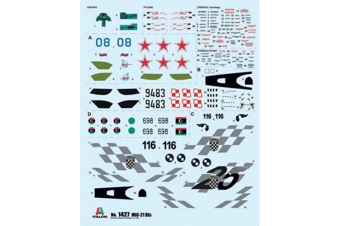 Model Kit letadlo 1427 - MiG-21 Bis ''Fishbed'' (1:72)