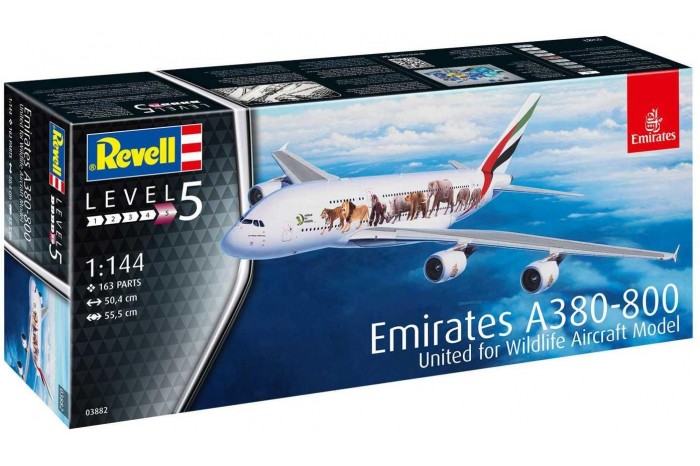 Plastic ModelKit letadlo 03882 - Airbus A380-800 Emirates "Wild Life" (1:144)