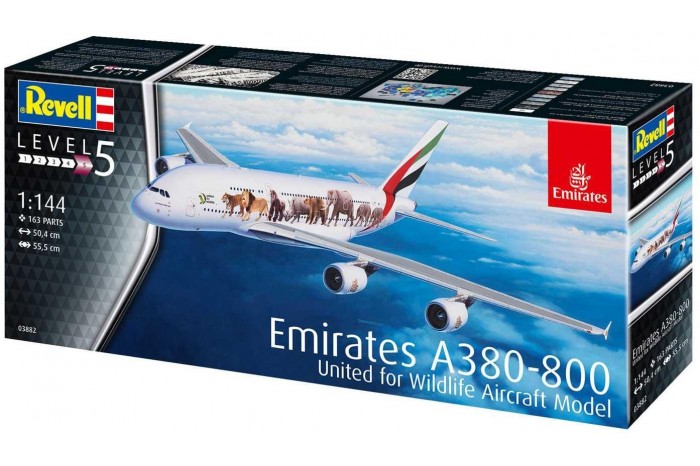 Plastic ModelKit letadlo 03882 - Airbus A380-800 Emirates "Wild Life" (1:144)