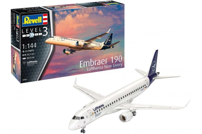 Modelset letadlo 63883 - Model Set Embraer 190 Lufthansa (1:144)
