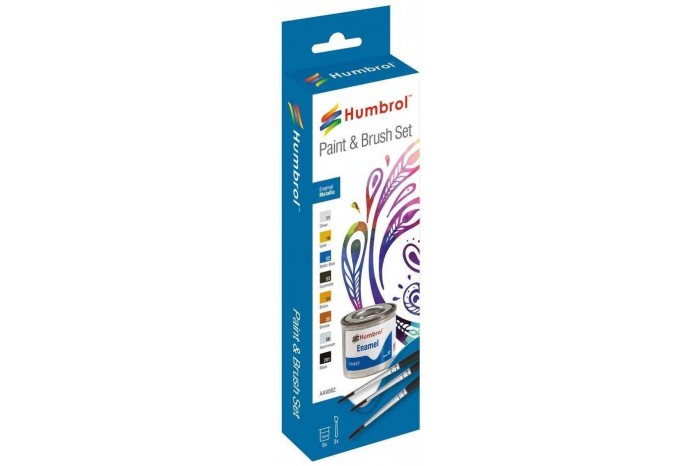 Humbrol sada emailových barev a štětců AA9062 - Metallic