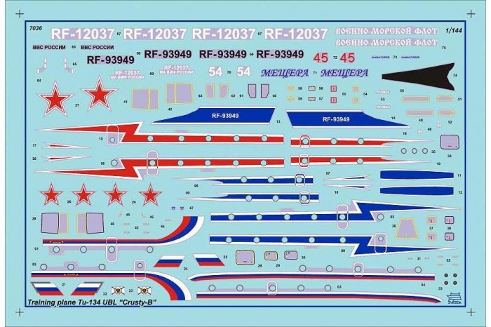 Model Kit letadlo 7036 - Training plane TU-134UBL "CRUSTY-B" (1:144)