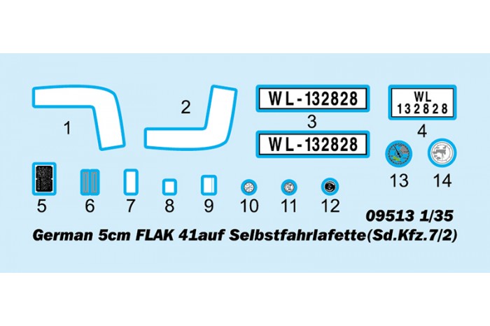 German 5cm FLAK 41auf Selbstfahrlafette(Sd.Kfz.7/2) (1:35) - 09513