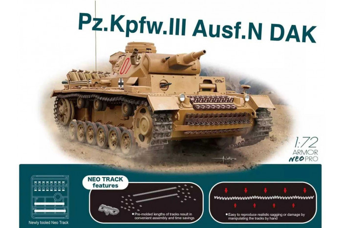 Model Kit tank 7634 - Pz.Kpfw.III Ausf.N DAK w/Neo Track (1:72)