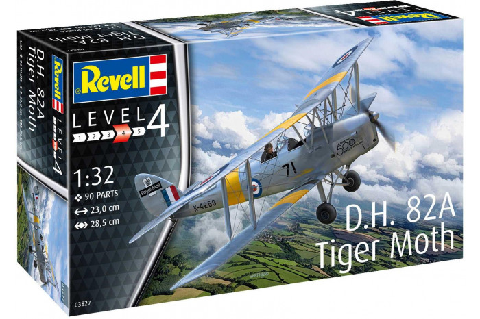 Plastic ModelKit letadlo 03827 - D.H. 82A Tiger Moth (1:32)