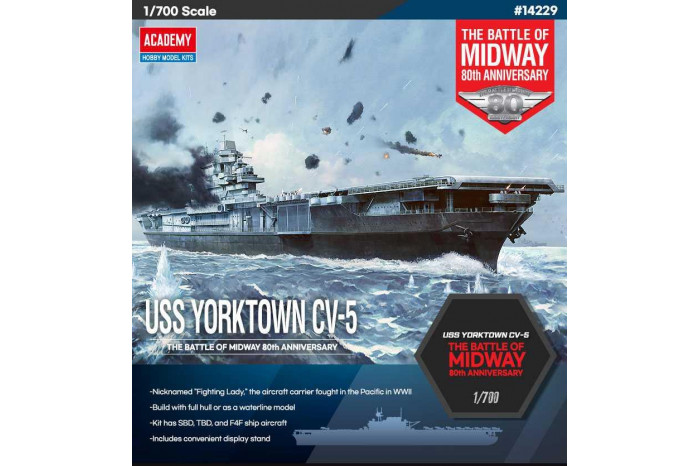 Model Kit loď 14229 - USS Yorktown CV-5 &quot,Battle of Midway&quot, (1:700)
