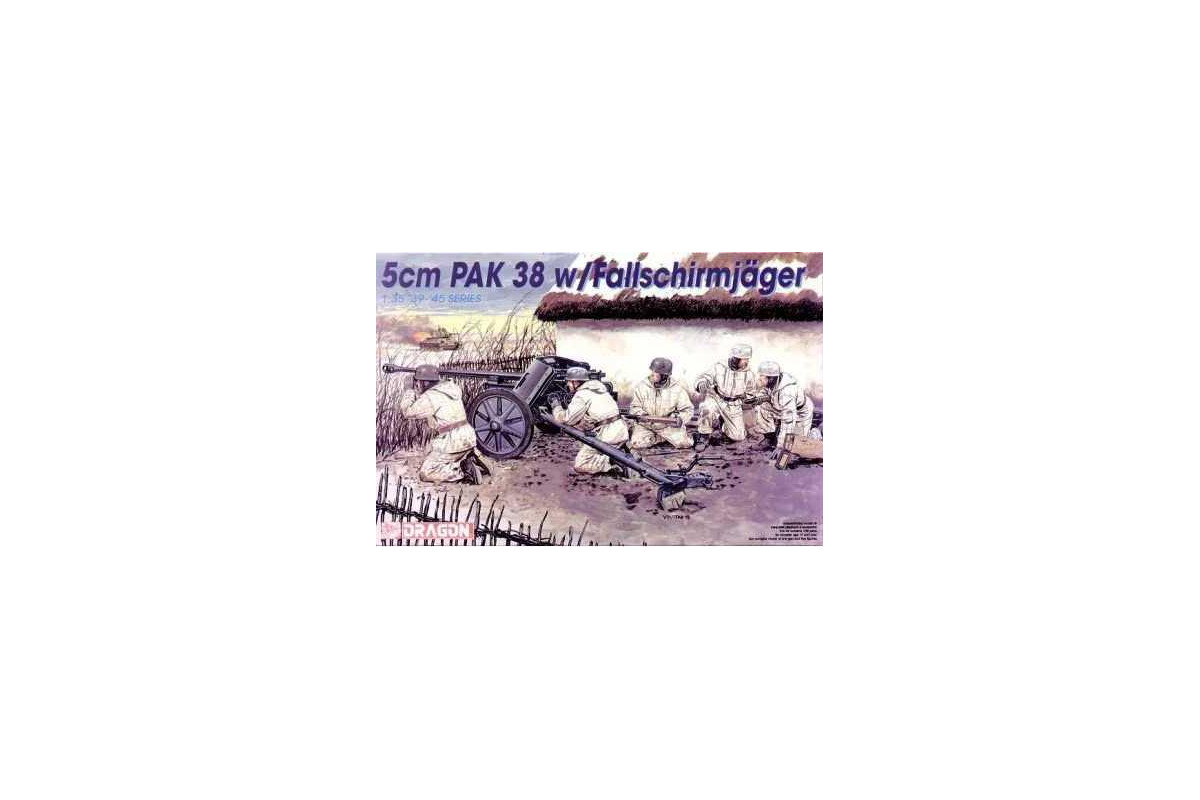 Maquette Dragon 1/35 – 5cm Pak 38 W/ Fallschirmjäger (Réf 6118) – Plastique à Peindre