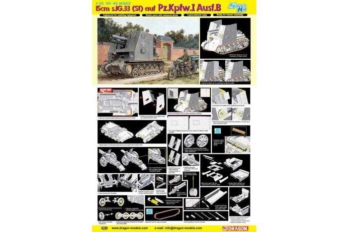 Model Kit military 6259 - 15cm s.IG.33 (Sf) AUF Pz.Kpfw.I Ausf.B (SMART KIT) (1:35)