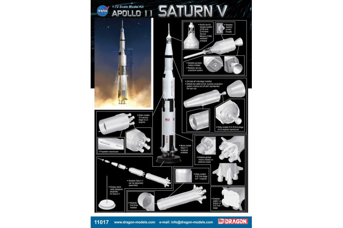 Model Kit Apollo 11017 - APOLLO 11 SATURN V (1:72)