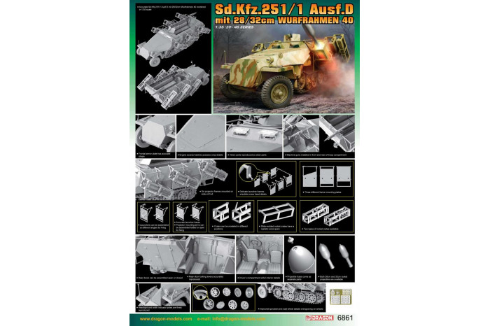 Model Kit military 6861 - Sd.Kfz.251/1 Ausf.D with 28/32cm Wurfrahmen 40 (1:35)