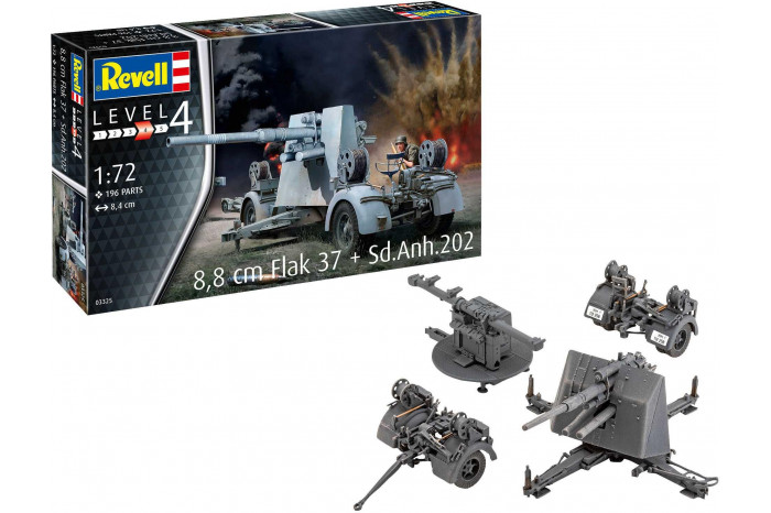Plastic ModelKit military 03325 - 8,8 cm Flak 37 + Sd.Anh.202 (1:72)