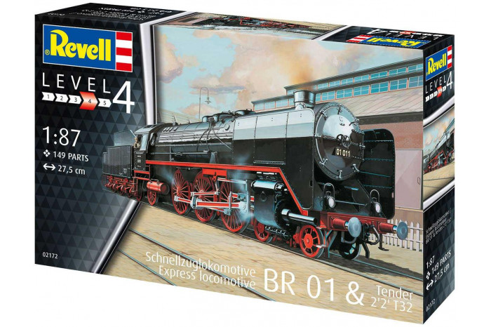Plastic ModelKit lokomotiva 02172 - Schnellzuglok BR01 mit Tender 2'2' T32 (1:87)