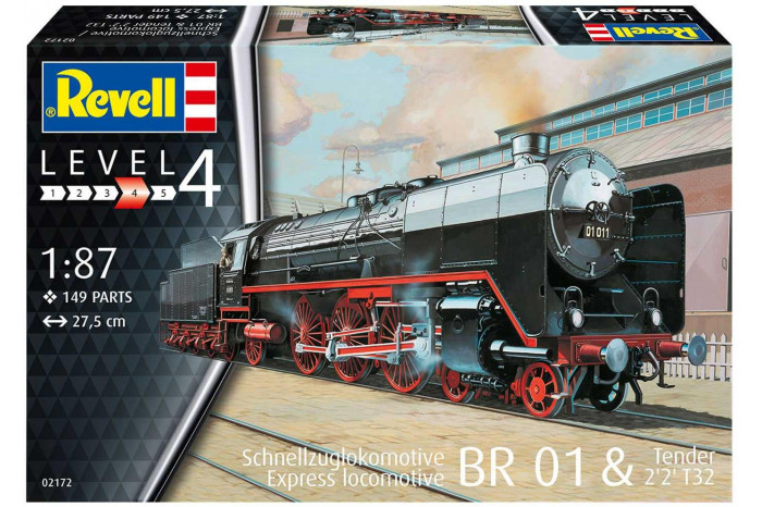 Plastic ModelKit lokomotiva 02172 - Schnellzuglok BR01 mit Tender 2'2' T32 (1:87)