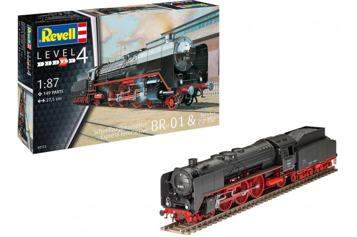 Plastic ModelKit lokomotiva 02172 - Schnellzuglok BR01 mit Tender 2'2' T32 (1:87)