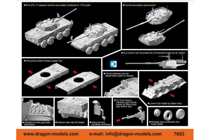 Model Kit military 7683 - PLA ZTL-11 Assault Vehicle (1:72)