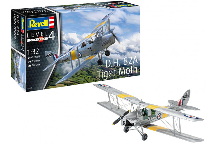 Plastic ModelKit letadlo 03827 - D.H. 82A Tiger Moth (1:32)