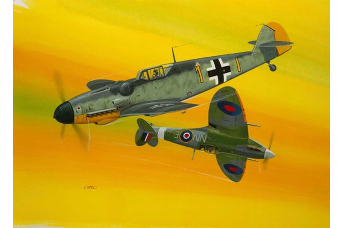 Plastic Modelkit letadla 03710 - Bf109G-10 & Spitfire Mk.V (1:72)