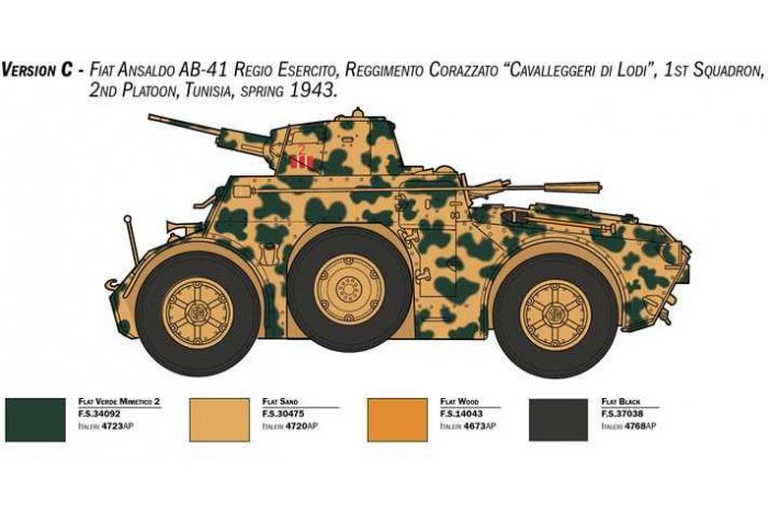 Model Kit military 6591 - AB 41 with Bersaglieri Italian Infantry (1:35)
