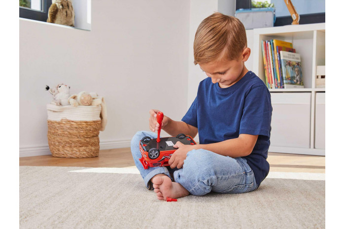 First Construction auto 00910 - Pull Back Rallye Car (červené) (1:20)