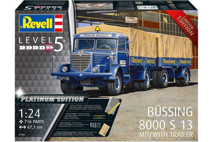 Gift-Set auto 07580 - Büssing 8000 S 13 with Trailer "Platinum Edition" (1:24)