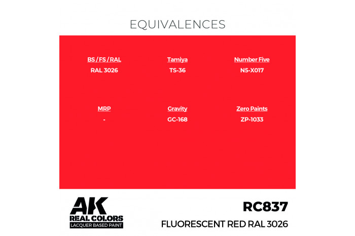 Fluorescentní červená (Fluorescent Red) RAL 3026 - RC837