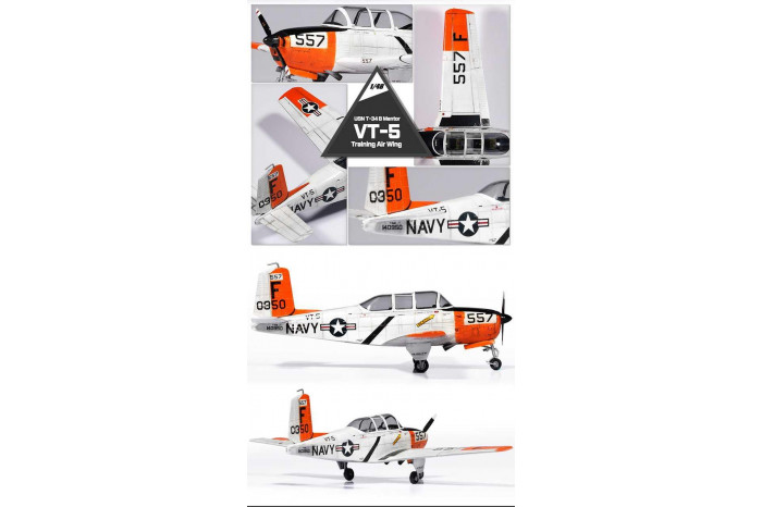 Model Kit letadlo 12361 - USN T-34B Mentor "VT-5 Training Air Wing" (1:48)
