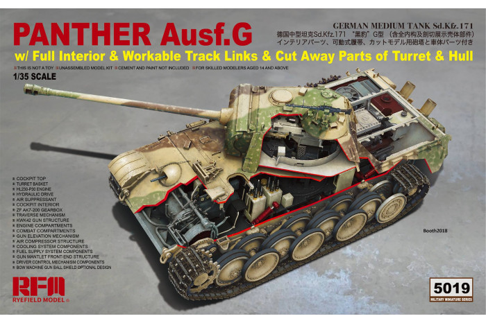 Panther Ausf.G with full interior & cut away parts & workable track links (1:35) - 5019