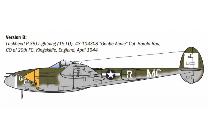 Model Kit letadlo 2834 - P-38J E.T.O. (1:48)