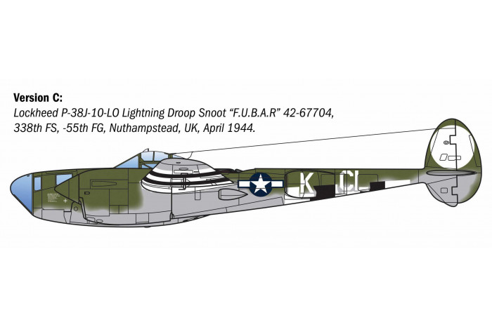 Model Kit letadlo 2834 - P-38J E.T.O. (1:48)