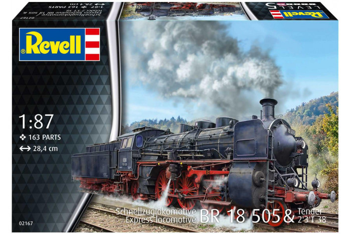 Plastic ModelKit lokomotiva 02167 - Express Locomotive BR 18 505 with Tender 2'3' T38 (1:87)