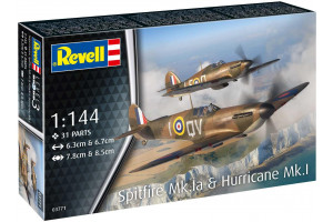Plastic ModelKit letadlo 03771 - Supermarine Spitfire Mk.Ia & Hawker Hurricane Mk.I (1:144)