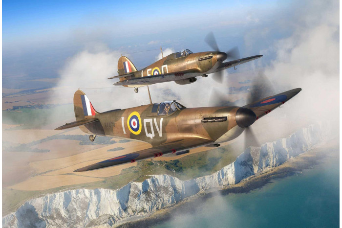 Plastic ModelKit letadlo 03771 - Supermarine Spitfire Mk.Ia & Hawker Hurricane Mk.I (1:144)