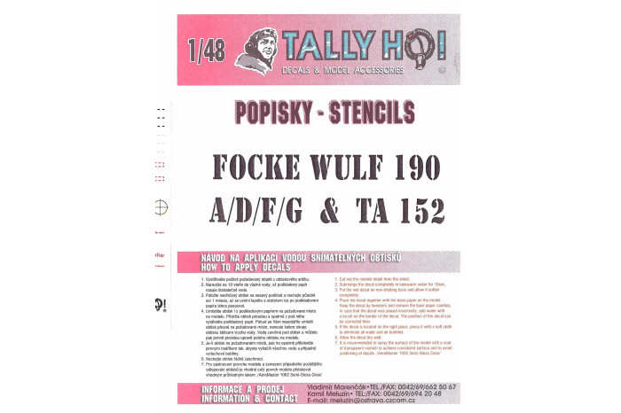 Stencils - Fw-190 A/D/F/G Ta 152 (1:48) - S48008