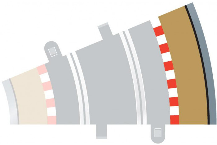 Rozšíření trati SCALEXTRIC C8239 - Border, Kerb & Barrier - Curve - R2 - 22.5DEG Outer