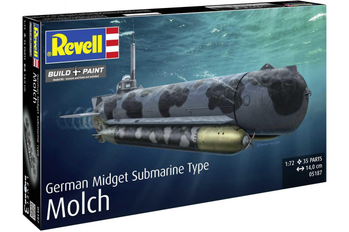 Plastic ModelKit ponorka 05187 - German Midget Submarine Type Molch (1:72)